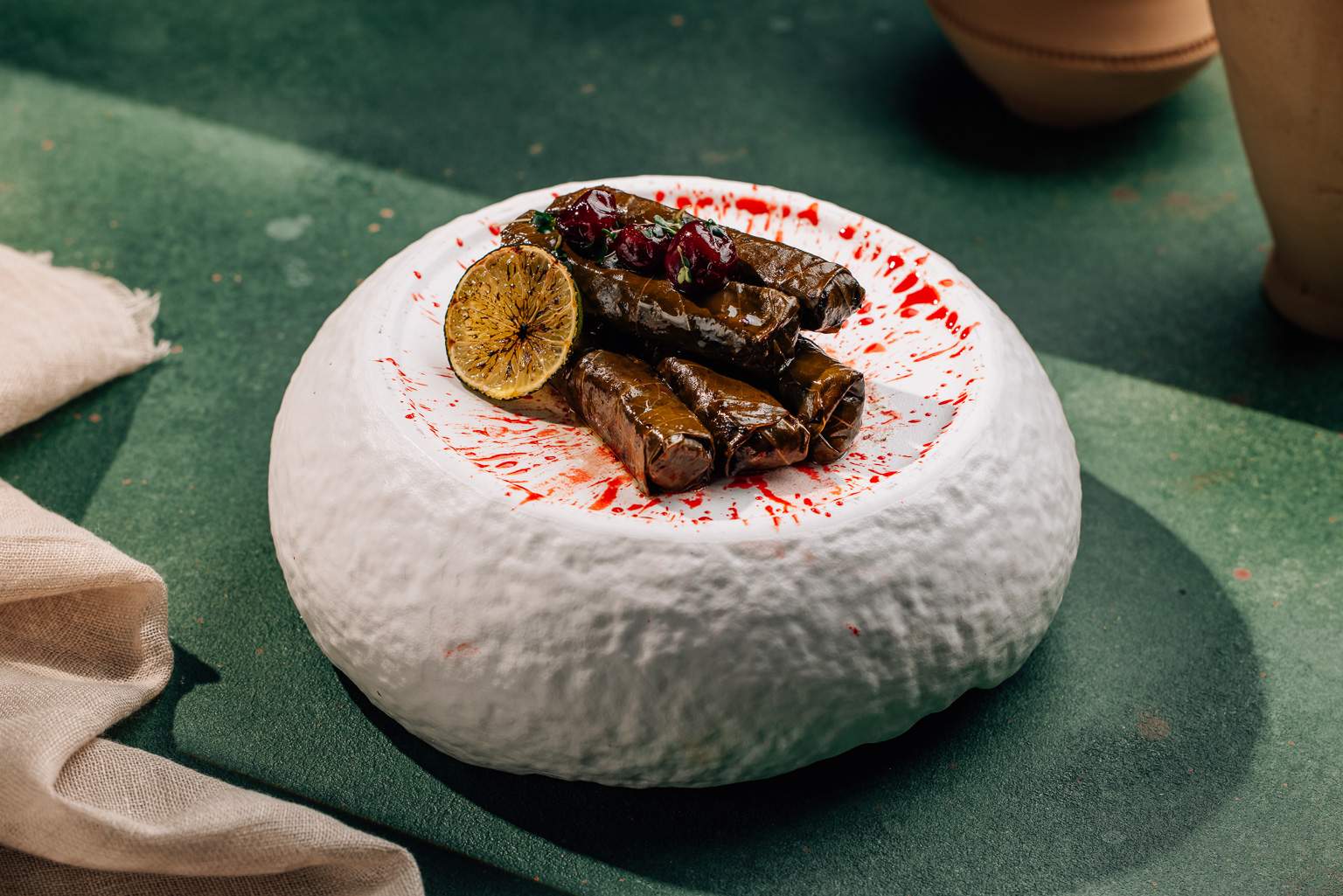With olive oil Stuffed vine leaves